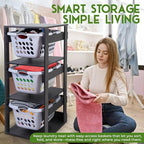 Laundry Basket Holder Shelf (3-Tier) - Stackable Engineered Wood Laundry Tower, Tiered Laundry Hamper Organizer for Bathroom, Bedroom, Laundry Room