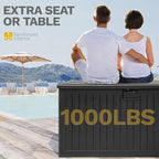 DWVO 230 Gallon Resin Outdoor Storage Box, XXL Double-Wall Waterproof Deck Box with Divider, Doubles as Table or Seating with 1000 lbs Capacity, Lockable (Black)
