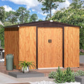 AECOJOY 6' x 8' Shed, Wood Grain Sheds & Outdoor Storage Clearance with Sliding Door, Metal Tool Shed Storage Cabinet, Garden Backyard Shed for Yard, Outdoor Storage Clearance in Dark Grey