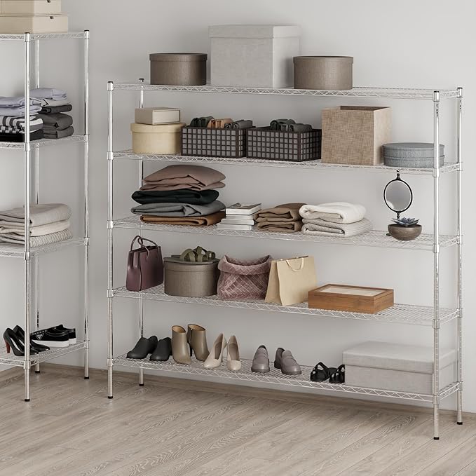 14" Deep x 72" Wide x 64" Height Wire Shelving Kit | 5-Tier | NSF Commercial Storage Rack Unit