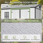 6 x 8 FT Resin Outdoor Storage Shed, All-Weather Plastic Garden Shed with Floor, Lockable Doors & Windows, Plastic Tool Shed for Poolside, Patio, Backyard