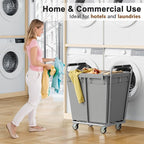 Hoctieon Large Laundry Cart with Wheels, 300L Heavy Duty Laundry Basket Organizer, Rolling Hamper Sorter for Clothes Storage, Industrial Dirty Clothes Hamper for Home & Hotel, Gray