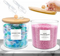 2 Pack Laundry Pods Container,Laundry Room Organization and Storage Jars,Laundry Detergent Container for Powder,Pods,Scent Booster,with Non-Slip PU Leather Pad and Handle,Bamboo Lids,Labels and Scoops