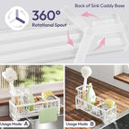 SWTYMIKI Sponge Holder for Kitchen Sink - Sink Caddy with Brush Holder Self-draining Sponge Caddy Organizer with Divider Stainless Steel Kitchen Accessories Storage for Countertop, White
