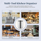 OCS Parts 6.75-Inch Kitchen Utensil Holders | Set of 3 | Stainless Steel Dishwasher Safe Kitchen Countertop Organizers