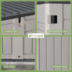 Patiowell Outdoor Storage Shed - Horizontal Storage Shed for Patio, Garden, Backyards, Multi-Opening Door Easily Storage for Trash Cans, Lawn Mower, Tools, 36 Cu Ft Without Shelf, Grey
