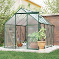 6X8FT Greenhouse for Outdoor, Polycarbonate Greenhouse with Raised Base and Anchor, Heavy-Duty Walk-in Green House with Adjustable Roof Vent and Gutter System for Patio,Backyard (Green, 6X8 FT)