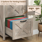 3 Drawer Small File Cabinet, Farmhouse Vertical Filing Cabinet Fits Letter/A4 Size, Wooden File Cabinets Printer Stand for Home Office, Living Room, Rustic Grey