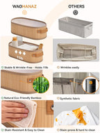 Toilet Paper Storage Basket Bathroom Counter Organizer Bamboo Baskets for Organizing, with Lid & Handels-Decorative Storage Set, 2-Pack