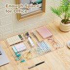 2 Pcs Acrylic Desk Drawer Organizer Maximum 11.8 x 17 x 1.9 Inch Expandable Drawer Organizer Trays with 7 Adjustable Compartments Desk Accessories for Makeup Silverware Office Bathroom