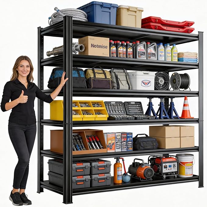 Adjustable 6-Tier Garage Shelving, Heavy Duty Steel Storage Rack, High Load Capacity, Ideal for Garage, Warehouse, or Home Organization (6-Tier 78" H x 40" W x 18" D)