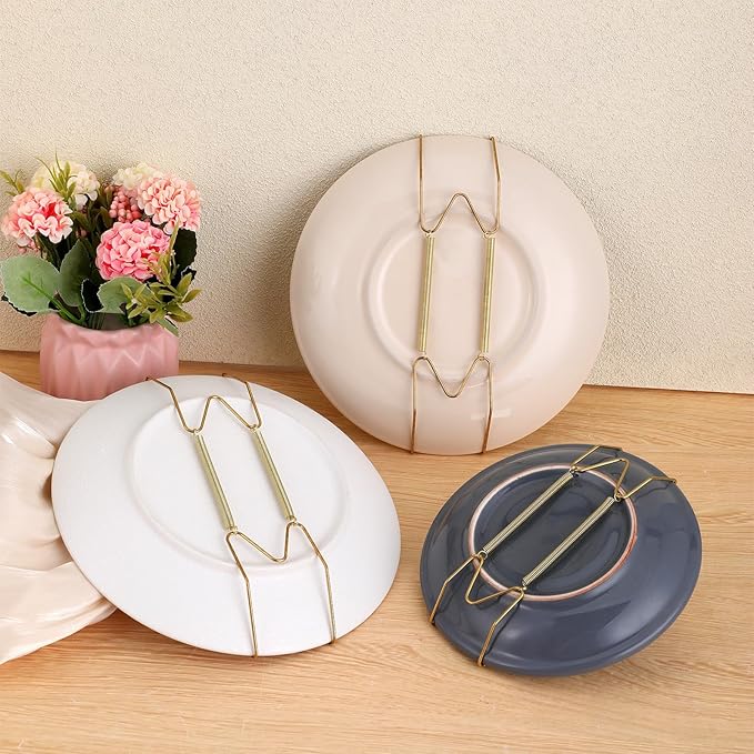 3 Pack Plate Hangers for The Wall,Wall Plate Hangers,6/8/10 Inch Plates Holders for Displaying on Walls Invisible Heavy Duty Wire Holder with Walls Utility Hooks for 5 to 10.5 Inch Plates