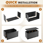 Outdoor Storage Box, Resin Deck Boxes Indoor and outdoor, Waterproof Storage Box Lockable Lid (Black,100 Gallon)