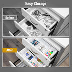 Mind Reader 25-Piece Drawer Organizer Set, Storage Trays for Kitchen, Bathroom, Office, Makeup, Jewelry & More, Junk Drawer Tray, Utensil Holder, Plastic, White