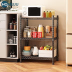 Homeiju 3-Shelf Storage Rack,Adjustable Height Metal Shelving Unit,Heavy Duty Storage Shelving Unit,Wire Rack Shelving,Garage Organizer for Home,Kitchen,Office,Pantry,Garage（13.5"D x 23.4"W x 31"H）
