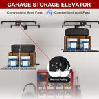 Hanging Garage Ceiling Storage Racks, Adjustable Overhead Garage Storage Lift, Mounted 4×4 FT Heavy-Duty Steel Platform for High Ceilings 10–12 FT, Supports 250 lbs for Everyday Use