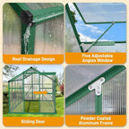 6x10 FT Greenhouse for Outdoors,Greenhouse with Roof Vent,Lockable Push Door,Aluminum Large Walk-in Green House for Outside Garden Backyard, Patio, Lawn (Green)