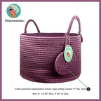 Modern Granny Small Cotton Rope Laundry Basket 16x10 Inch Dual Secure Woven Handle for Living Room Closet Clothes Blanket Organization