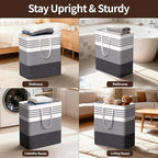 WOWBOX 2 Pack Laundry Hampers Baskets, Freestanding Dirty Clothes Hampers with Reinforced Handles & Cross Stitch & Waterproof Coating, for Laundry Bedroom Bathroom, 2 x 100L