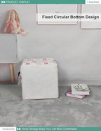 FANKANG Square Nursery Hamper Storage Bins Canvas Laundry Basket Foldable with Waterproof PE Coating Storage Baskets Gift Baskets for Children, Office, Bedroom, Clothes（Square-pink butterfly ）