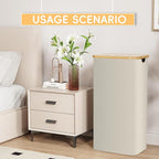100L Laundry Hamper with Lid,Collapsible Laundry Basket, Dirty Clothes Basket, Storage Case with Bamboo Support - Handles - Removable Inner Bag - 2x Washing Mesh Bags for Bedroom Dorm Bathroom (Beige)