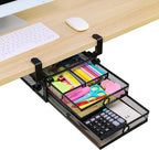 ROSYLINE Under Desk & Desktop Drawer Organizer - 2-Tier Metal Slide Out Drawers Organizer, Storage for Home Office Desk (Black)