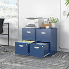 2 Drawer File Cabinet with Lock,Blue Metal Office Drawers Filing Cabinets for Home Office, Two Drawer Under Desk File Cabinet for Hanging Letter,Easy Assemble