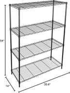 ZENY 4-Shelf Adjustable, Heavy Duty Storage Shelving Unit, Steel Organizer Wire Rack, Storage Rack with Leveling Feet for Kitchen Office Garage