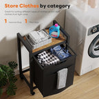 NEWBULIG Laundry Hamper with Removable Pull-Out Bag, Freestanding Clothes Basket Organizer with Wheels for Bathroom & Bedroom, 1 x 18.3 Gallon (69L) - Rustic Brown & Black