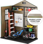 DWVO 6x4 FT Resin Storage Shed with Floor, Outdoor Storage Shed with Lockable Door, Window and Vents, Waterproof Plastic Tool Storage for Garden, Backyard, Patio, Lawn