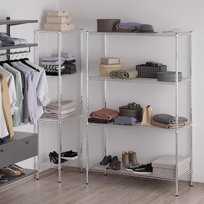 21" Deep x 48" Wide x 74" Height Wire Shelving Kit | 4-Tier | NSF Commercial Storage Rack Unit