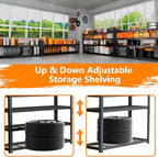 Storage Shelves Heavy Duty 2 PCS, 60"L x 24"W x 60"H Garage Wire Shelving Unit Loads 2640LBS, 4-tier Adjustable Metal Industrial Utility Shelf Rack for Kitchen, Laundry, Pantry, Warehouse, Basement