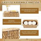 Weysat Wicker Toilet Paper Basket with Lid and Detachable Wheels Boho Slim Woven Toilet Paper Holder Holds up to 9 Mega Rolls for Home Bathroom Decor Organizer