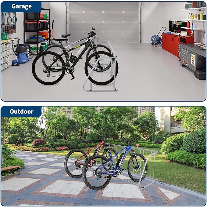 Single Side 6 Bike Floor Rack 110 Inch Length Freestanding Bicycle Parking Stand In Ground Grid Design For Garages Streets Yards And Bike Events Heavy Duty Storage (Grey, Single Side 6 Bike)