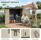 LHBcraft Waterproof Outdoor Storage Box 36 Cu Ft with Lockable Doors, Portable Horizontal Resin Storage Cabinet, Outdoor Storage Shed for Backyards, Easy to Assemble