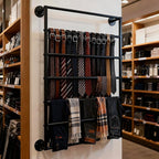 Wall Mounted Display Rack, 7-Layer Wrapping Paper Ribbon Organizer Scarves Tie & Scarf Rack Belts Towel Holder Necktie Hijab Stand Metal Shelving for Home, Retail Stores, Flower Shop