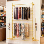 12 Layers Gold Wall Display Stand Wrapping Paper Ribbon Organizer Tie Scarf Rack Belt Towel Holder Spool Hijab Stand Metal Shelving for Home, Retail Stores, Flower Shop, Studio, Sewing-80cm