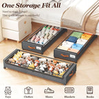 Yecaye Under Bed Storage with Wheels 2 Pack, 85L Extra Large Under Bed Storage Containers with Metal Frame & Clear Lid, Rolling Underbed Organizer Bins Drawers for Clothes, Shoes, Blankets, Hemp Grey