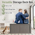 Outdoor Storage Box, Resin Deck Boxes Indoor and outdoor, Waterproof Storage Box Lockable Lid (Grey, 180 Gallon)