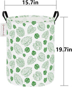 QUEENLALA Large Storage Basket,Laundry Hamper/Bathroom/Home Decor/Collapsible Round Storage Bin,Boys and Girls Hamper/Boxes/Clothing(Round-Green Leaf)