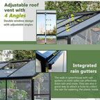 Large Walk-in Clear Polycarbonate Greenhouse with Rain Gutters & Adjustable Roof Vent - Sturdy Aluminum Frame Outdoor Plant House for Vegetable, Flower & Garden Growth-Outbuilding (6x8 ft)