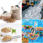 Zhehao 8 Pcs Metal Ice Scoop 6 oz Stainless Steel Ice Scooper for Ice Maker Kitchen Freezer Bar Wedding Party Small Scoops for Pet Animal Dog Food Candy Scoop Beach Shovel(Silver)