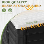 Greesum Outdoor Trash Can Storage Shed, 34 Cu.ft Waterproof Horizontal Storage Shed, Portable Horizontal Resin Storage Shed for Garden, Backyard, Patio, Dark Black