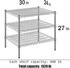 24" Deep x 30" Wide x 27" Height Wire Shelving Kit | 3-Tier | NSF Commercial Storage Rack Unit