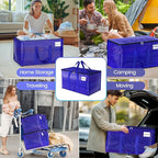 Moving Storage Bags, Moving Supplies Packing Boxes for Moving, Camping, College Dorm Room Essentials for Girls, Blue Tote Bags, Heavy-Duty Storage Bins With Lids And Zippers, 125L 2 Pack