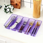 Maitys 12 Pcs Clear Drawer Organizer 9 x 3 x 2 Inches Plastic Rectangle Trays Makeup Vanity Storage Bins and Kitchen Drawers Dividers for Office Desk Silverware Kitchen Utensils(Purple)