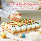 (24 Pack x 10 Sets) Stackable Cupcake Carrier Holders with 240 Pack Cupcake Liners, Plastic Cupcake Boxes Holders for 24 Cupcakes, High Tall Dome Lid Cupcake Containers, Clear Cupcake Trays