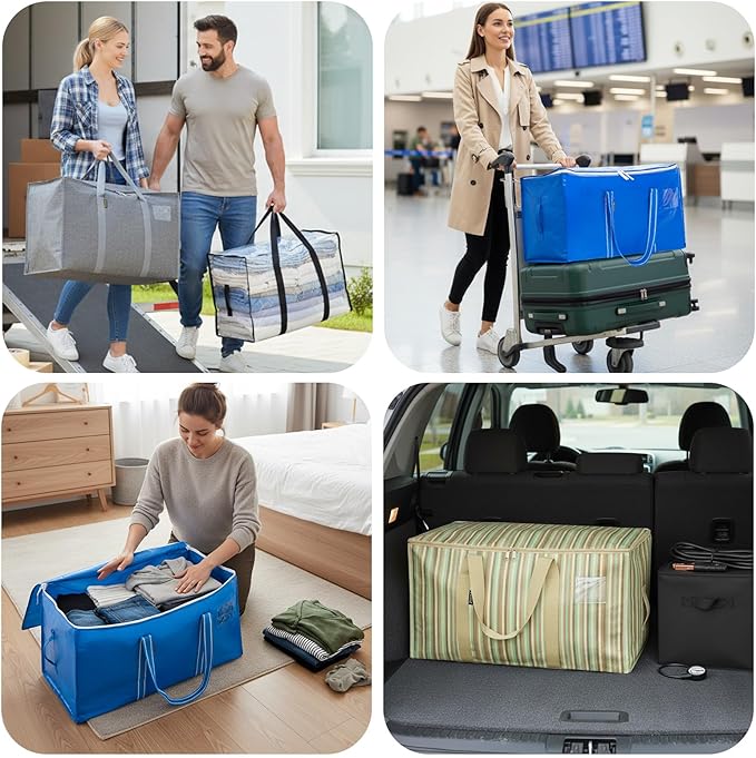 BALEINE 2-Pack Oversized Moving Bags with Reinforced Handles, Heavy-Duty Storage Tote for Clothes, Moving Supplies (Royal Blue, 2-Pack)