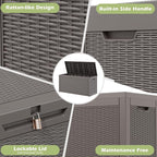 Outdoor Storage Box, Resin Deck Boxes Indoor and outdoor, Waterproof Storage Box Lockable Lid (Grey,70 Gallon)