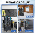 Freestanding Ski Storage Rack for 4 Pairs, Floor Stand Ski Organizer Rack, Heavy Duty Alloy Steel Ski Holders Ski Organizer, Freestanding Ski Organizer for Garage Basement